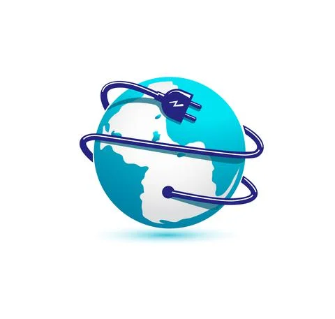 Globe and electrical plug icon Stock Illustration