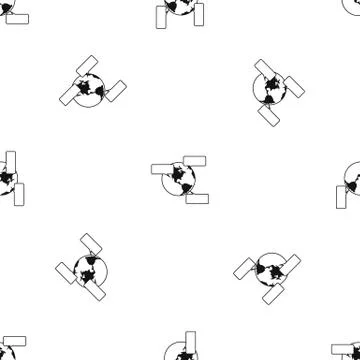 Globe and empty speech bubbles pattern seamless black Stock Illustration
