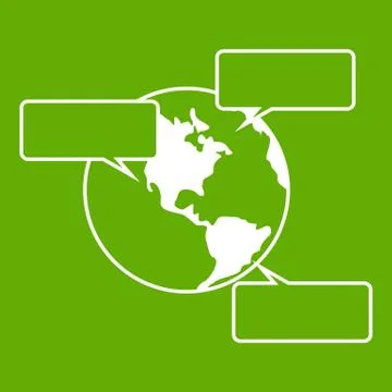 Globe and empty speech bubbles icon green Illustrazione stock