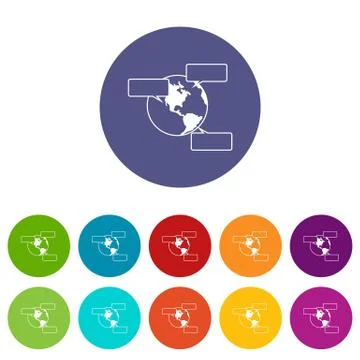 Globe and empty speech bubbles set icons 스톡 일러스트