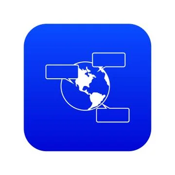 Globe and empty speech bubbles icon digital blue Illustrazione stock