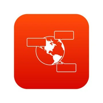 Globe and empty speech bubbles icon digital red Illustrazione stock