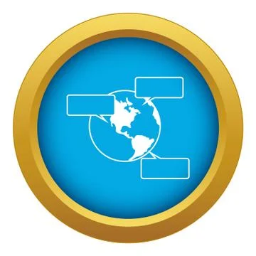 Globe and empty speech bubbles icon blue vector isolated Illustrazione stock