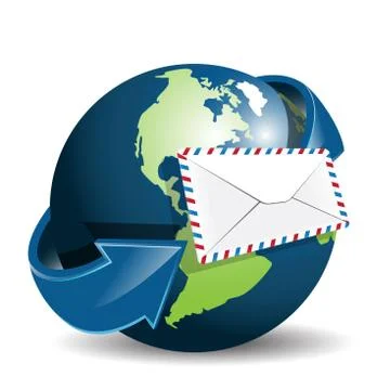 Globe and envelope Stock Illustration