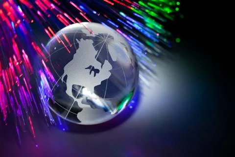Globe and Fiber Optic Stock Illustration
