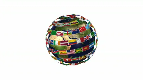 Globe and flags Stock Footage 683098