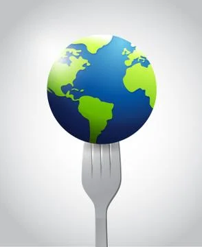 Globe and fork illustration design Stock Illustration