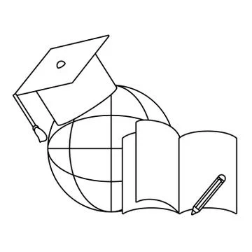 Globe and graduation cap 스톡 일러스트