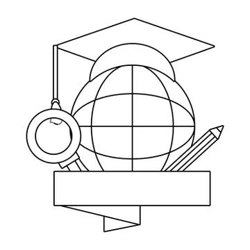 Globe and graduation cap Stockillustratie