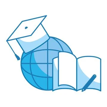 Globe and graduation cap 스톡 일러스트