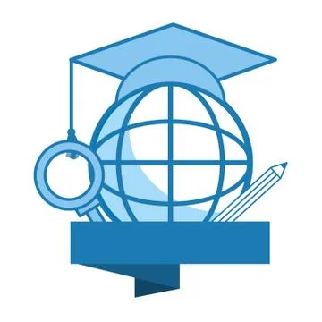 Globe and graduation cap イラスト素材