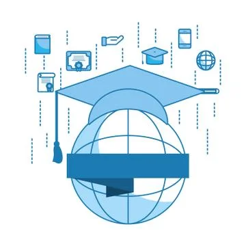 Globe and graduation cap Illustrazione stock