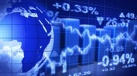 Globe and graphs blue stock market loopable background Stock Footage 10728533
