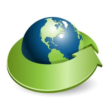 Globe and green arrow Stock Illustration