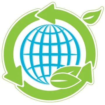 Globe and green arrows Illustrazione stock