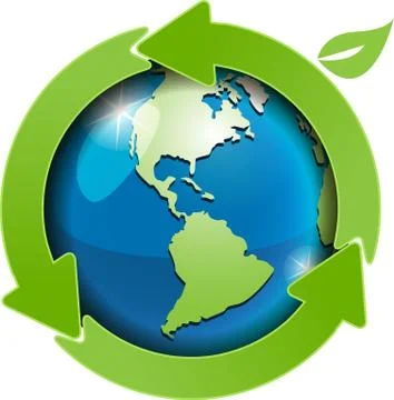 Globe and green arrows Stock Illustration