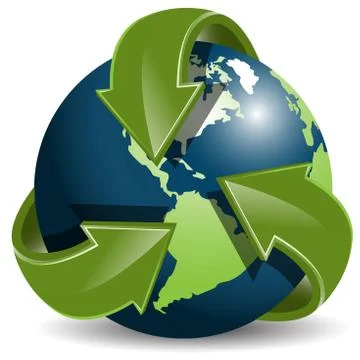 Globe and green arrows Illustrazione stock