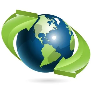 Globe and green arrows Stock Illustration