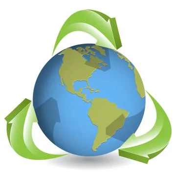 Globe and green arrows Stock Illustration
