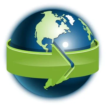 Globe and green arrows Stock Illustration