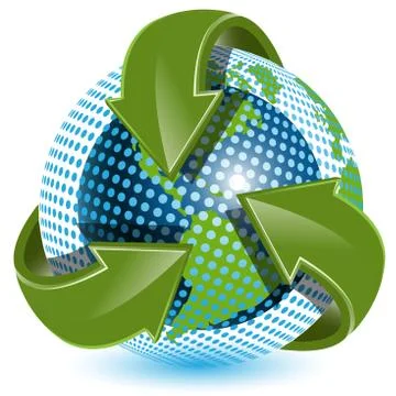 Globe and green arrows Stock Illustration