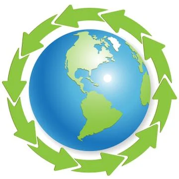 Globe and green arrows Stock Illustration