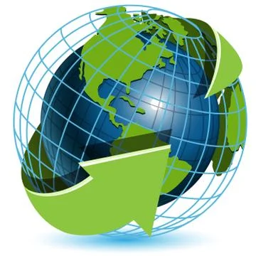 Globe and green arrows Stock Illustration