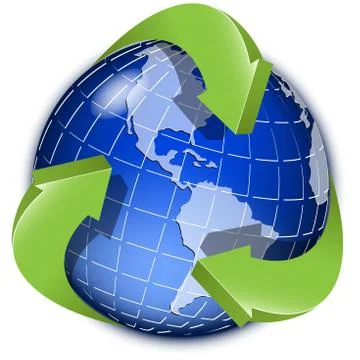 Globe and green arrows Stock Illustration