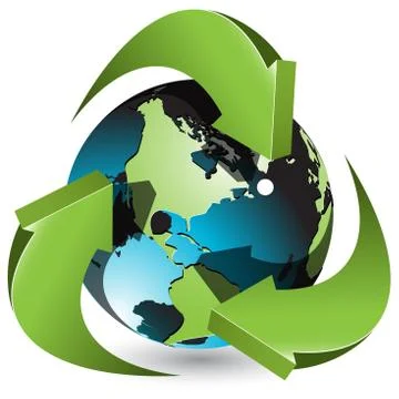 Globe and green arrows Stock Illustration