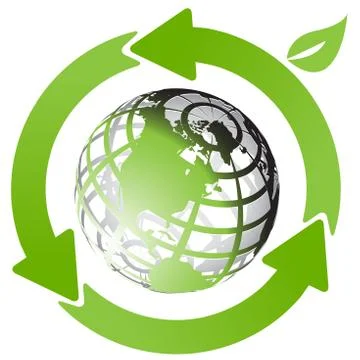 Globe and green arrows Stock Illustration