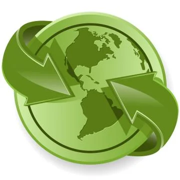 Globe and green arrows Stock Illustration
