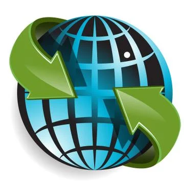 Globe and green arrows Illustrazione stock