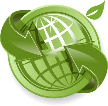 Globe and green arrows Illustrazione stock