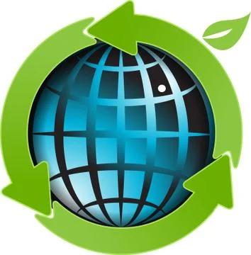 Globe and green arrows Stock Illustration