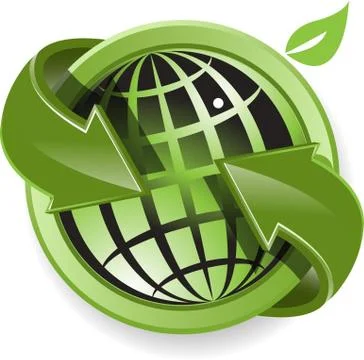 Globe and green arrows Stock Illustration
