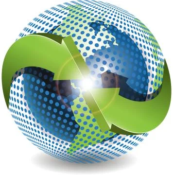 Globe and green arrows Illustrazione stock