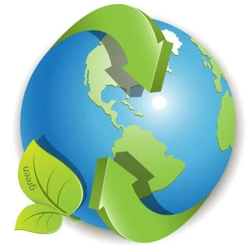 Globe and green arrows Stock Illustration