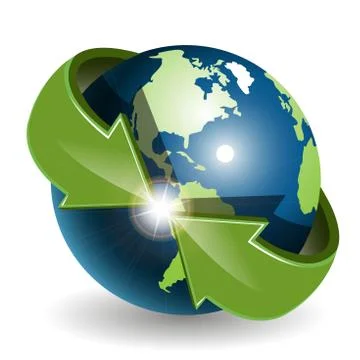 Globe and green arrows Stock Illustration