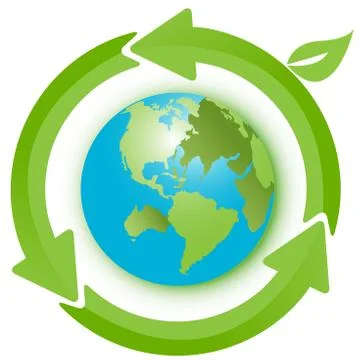 Globe and green arrows Stock Illustration