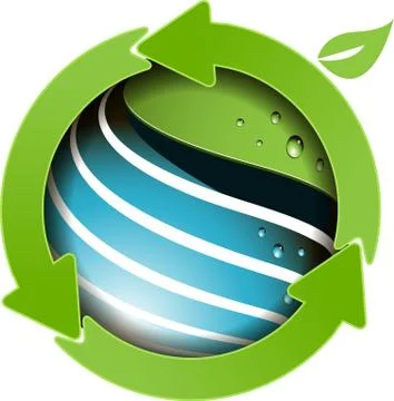 Globe and green arrows Stock Illustration