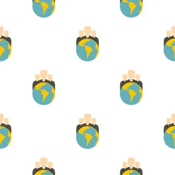Globe and group of people pattern flat Illustrazione stock