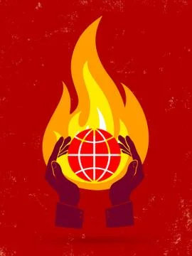 Globe and hands Stock Illustration