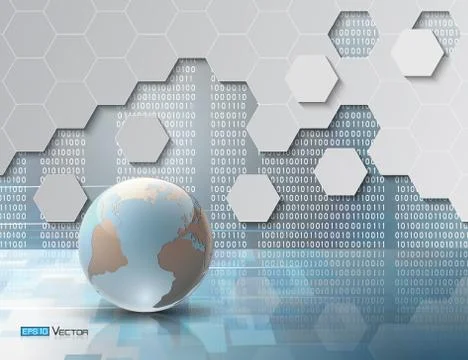 Globe and hexagons 스톡 일러스트