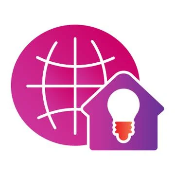 Globe and house flat icon. Freelance concept color icons in trendy flat style Stock Illustration