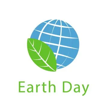 Globe and leaf, Earth day icon, ecology logo Stock Illustration