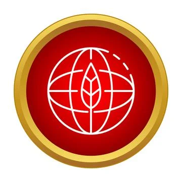 Globe and leaf line icon representing environmental protection Stock Illustration