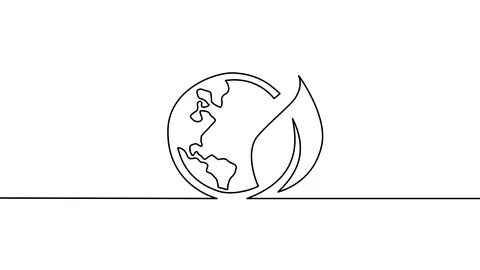 Globe And Leaf One Stroke Animation Stock Footage 113904962