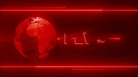 Globe and light news backgorund 4K red Video stock 113443221