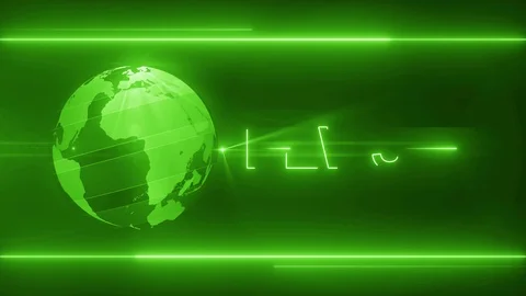 Globe and light news backgorund 4K green Stock Footage 113443252