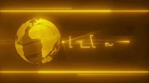 Globe and light news backgorund 4K yellow Stock-Footage 113443282